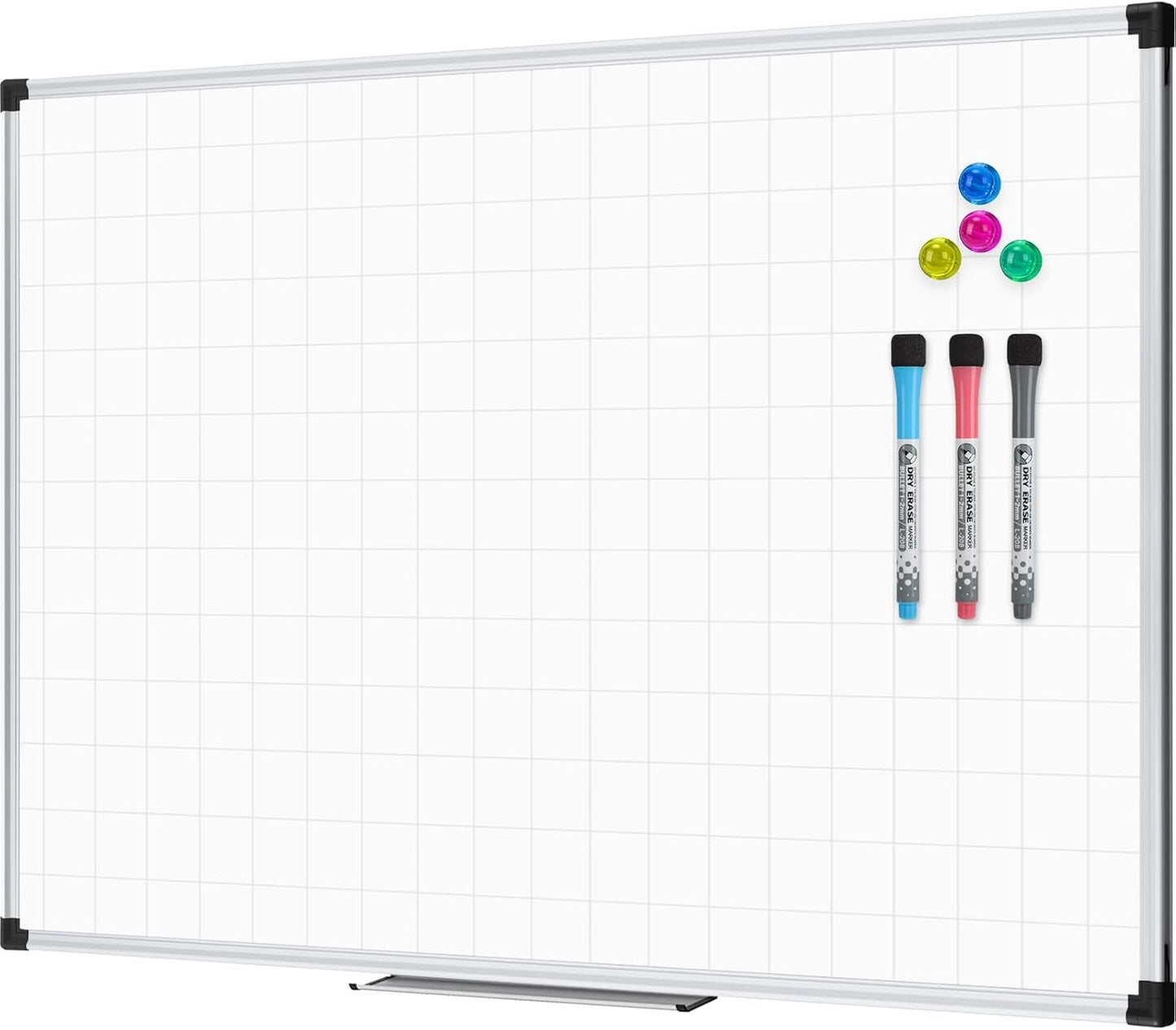 XBoard Magnetic Dry Erase Board with Lines 48 x 36 Inch, 4' x 3' Double Sided Hanging White Board Planner for Wall | Grid Lined White Board + Message Presentation Board