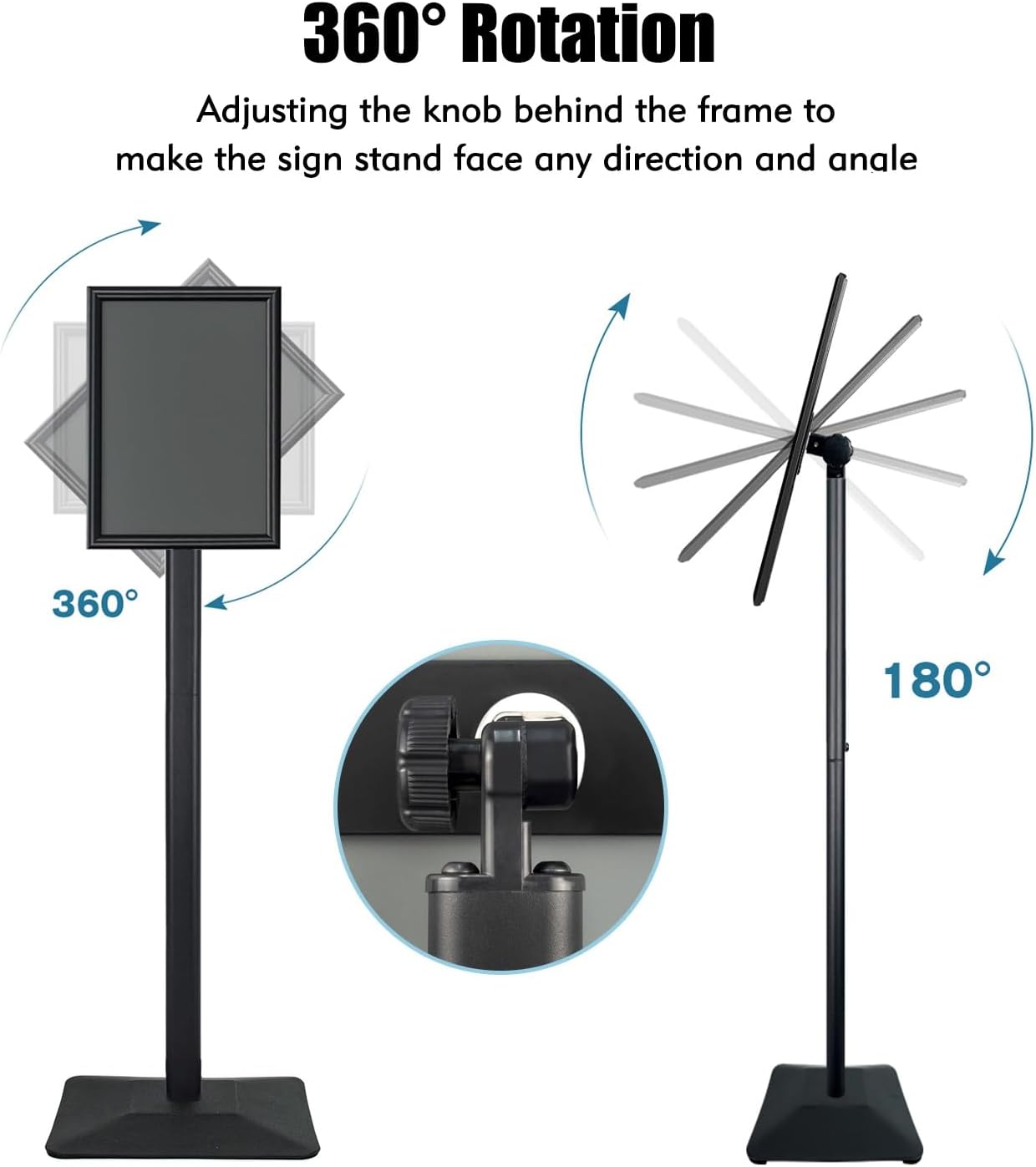 Sign Stand for Display, 11lbs Integrated Rod Heavy Duty Pedestal Floor Signage Stand Holder, for Outdoor or Indoor Advertising (8.5 x 11, Black, 3Pack)