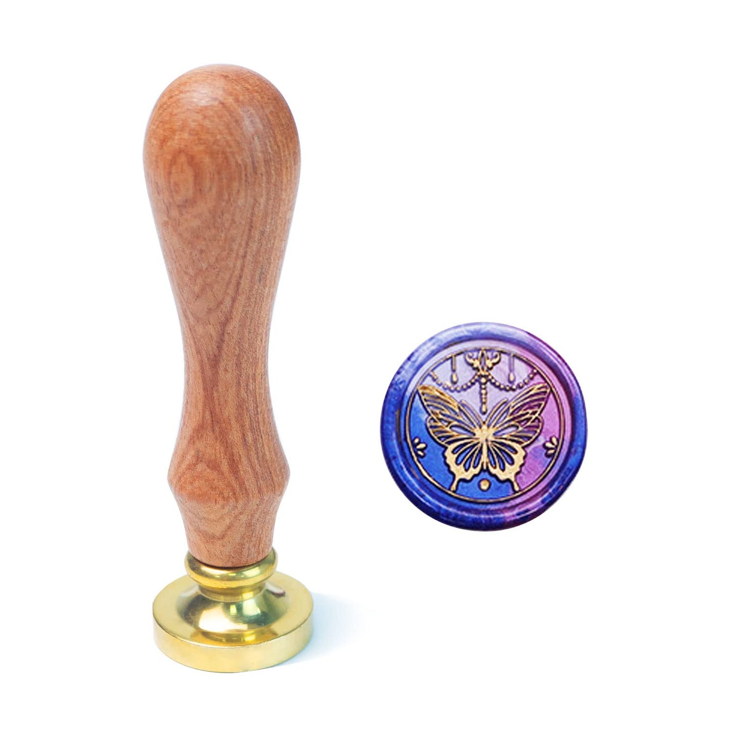 Animal Wax Seal Stamp with Removable Brass Head Wooden Handle - Butterfly Stamp for Envelope Sealing