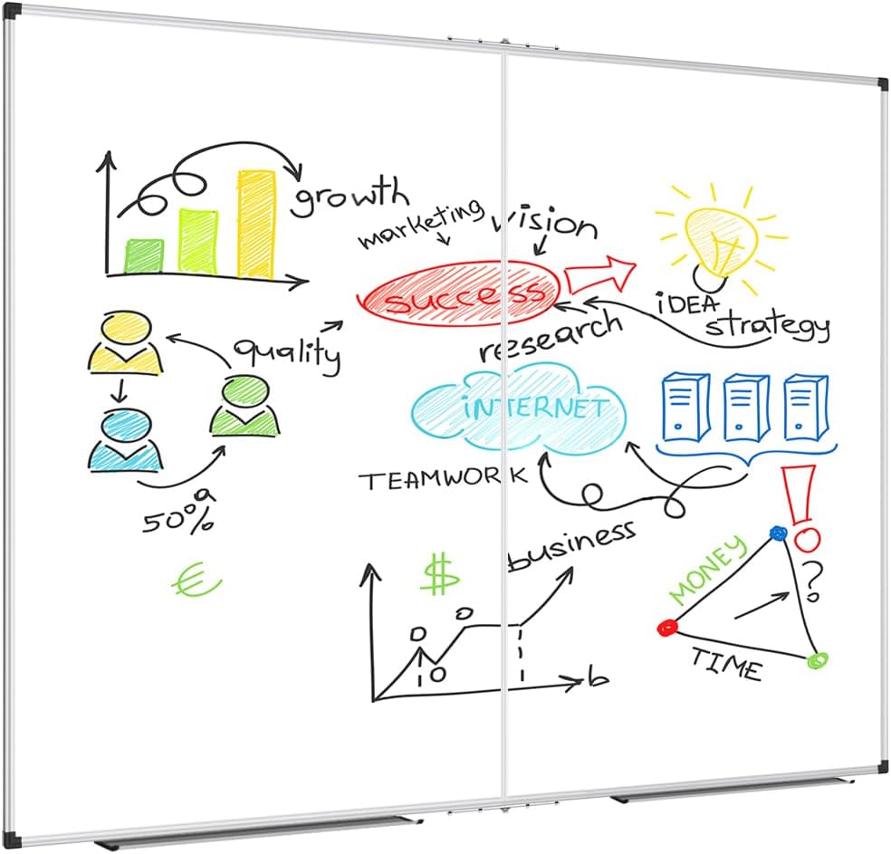 XBoard Magnetic Whiteboard 60 x 48 Inch, Dry Erase Board for Wall with Silver Aluminum Frame Foldable Presentation Board