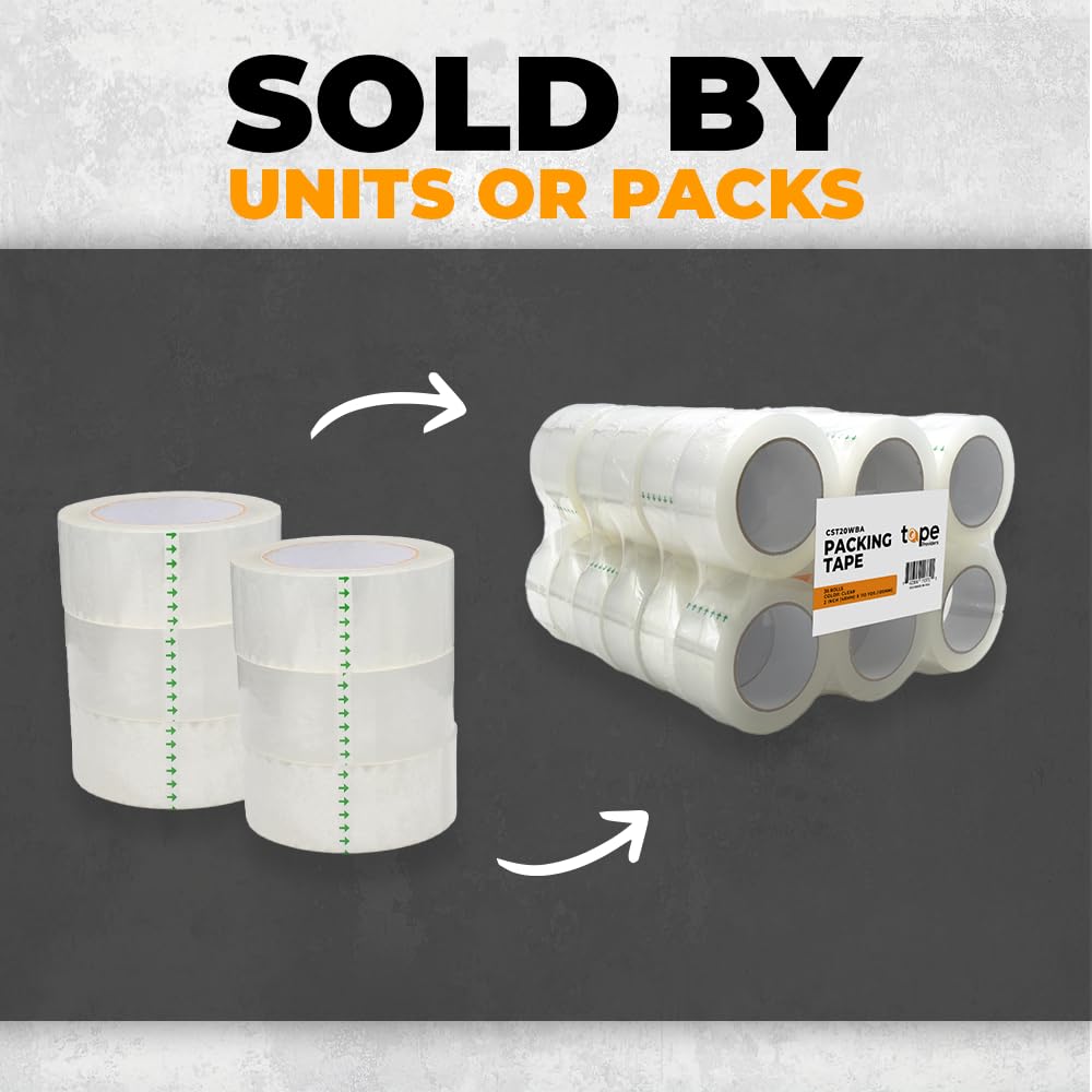 WOD CST20WBA Tan Packing Tape - 2" in. x 60 Yards Per Roll (36 Rolls) - Strong Heavy-Duty Industrial Shipping Box Packaging Tape for Moving, Office, & Storage