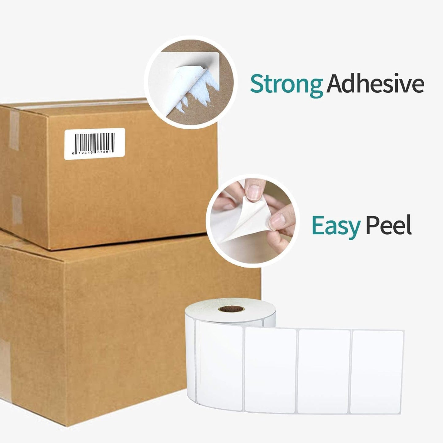 4"x2" Direct Thermal Labels for Zebra LP2844 GK420D ZD421 ZD420 Series, 12-Roll 9000 Pcs 2x4 Waterproof Strong Adhesive Barcode Return Address Label Used with Rollo MUNBYN Desktop Printer