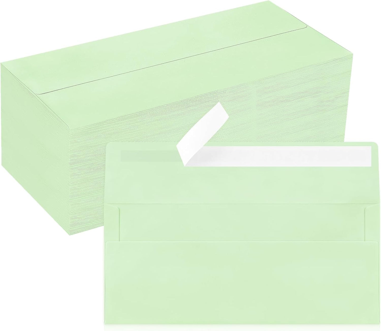 200 Pack #10 Business Envelopes, Light Green Standard Envelopes Self Seal, Letter Size Mailing Envelopes for Checks Letters Invoices Christmas Birthday Graduation Wedding, 4 1/8 x 9 1/2 Inch