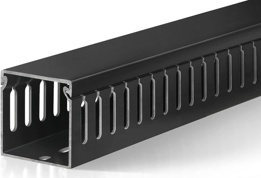 ZhiYo Cable Raceway 78in(2xL39in), Server Rack Cable Management Under Desk Cord Organizer, Electrical Safe PVC Cable Channel Open Slot Wire Raceway for Network/PC/TVs, Wire Duct H2 x W2in Black