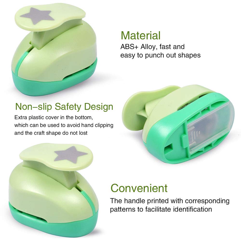 UCEC Paper Punches for Crafting, Hole Punch for Kids, 1 Inch Craft Hole Punch Shapes, 6PCS Star Heart Flower Punch Kids Hole Puncher Shape Cutters for Crafts for School Crafting & DIY Projects