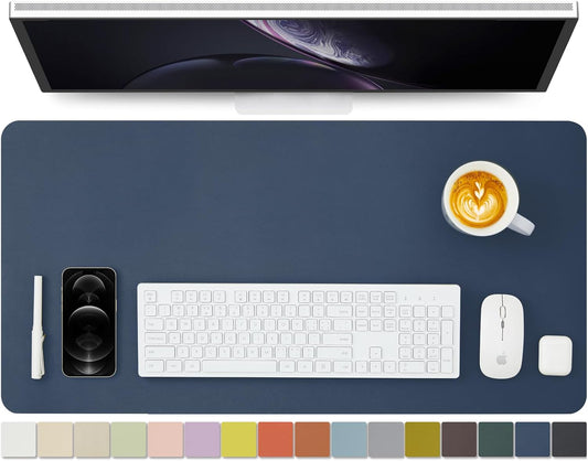 Leather Desk Mat - Non-Slip PU Desk Pad for Office and Home - Desk Organization and Accessories - Ideal for Large Mouse Pad and Desk Mats on Top of Desks (Dark Blue,31.5"x 15.7")