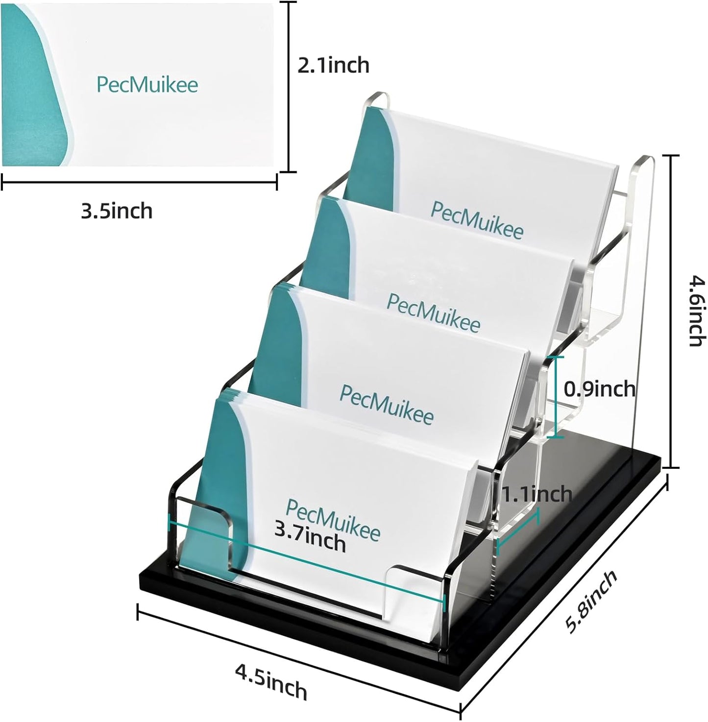 PecMuikee Business Card Holder for Desk，Acrylic Business Card Display Stand,Multiple Business Card Holders for Office, Exhibition, Home, Restaurant (ZFZ-MPH-4C)