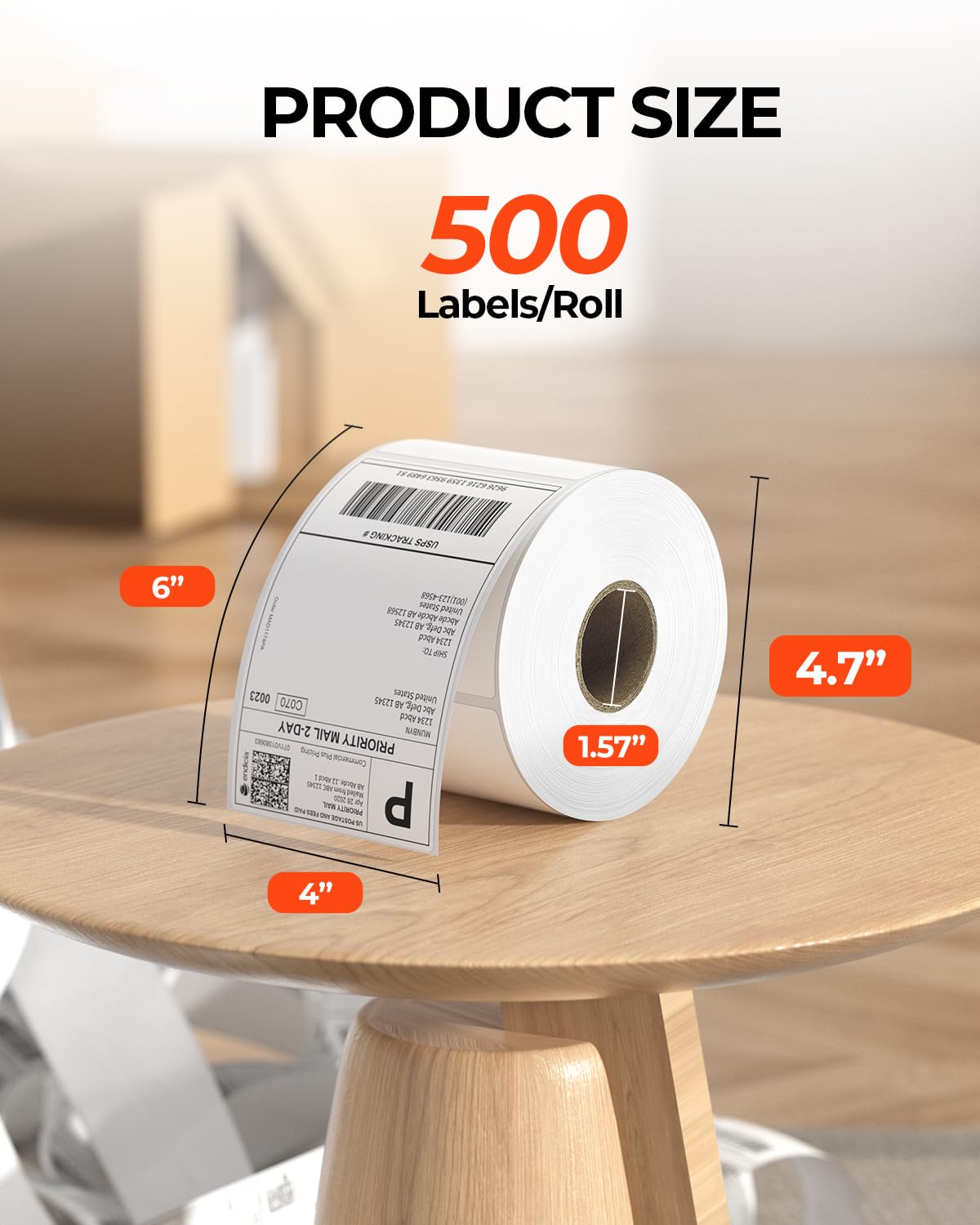 MUNBYN Thermal Direct Shipping Labels, 4x6 Labels for Thermal Printer, 500 Sheets/1 Rolls, Commercial Grade