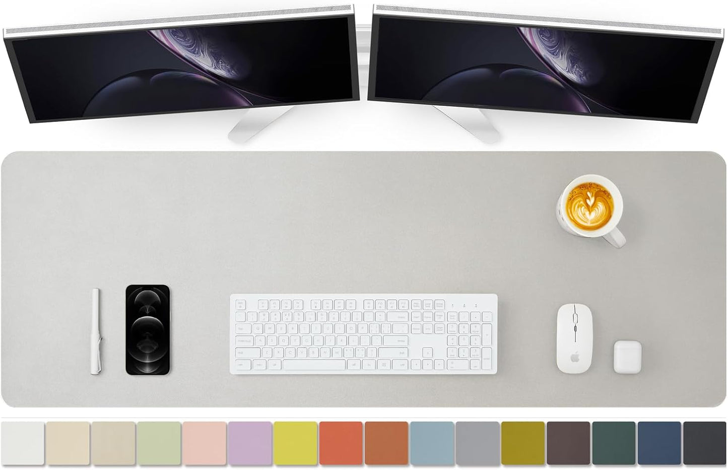 Large Desk Mat - 47.2"x 17" Non-Slip PU Desk Pad for Office and Home - Ideal for Large Mouse Pad and Desk Mats on Top of Desks(Silver)