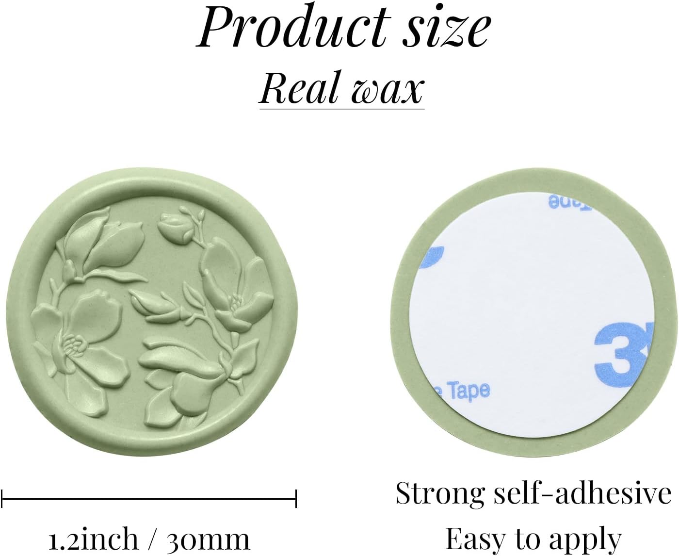 UNIQOOO Wax Seal Stickers - 3D Magnolia Wedding Invitation Envelope Botanical Seal Stickers, 50 Pcs Self- Adhesive Sage Green Stickers, Perfect for Invitation, Christmas, Gift Wrapping, Party