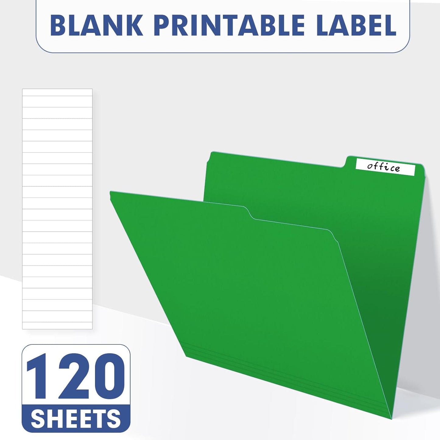 File Folder, PANDRI 120 Pack File Folder, 1/3 Cut Tab, Letter Size, Filing Folder for Office School Business, Green