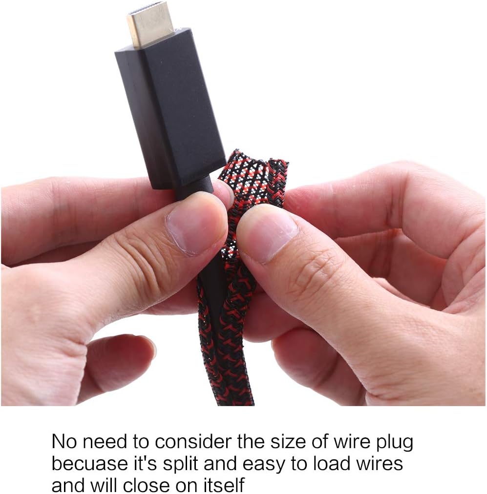 Alex Tech 10ft - 1/4 inch Cord Protector Wire Loom Tubing Cable Sleeve Split Sleeving For USB Cable Power Cord Audio Video Cable – Protect Cat From Chewing Cords - Blackred