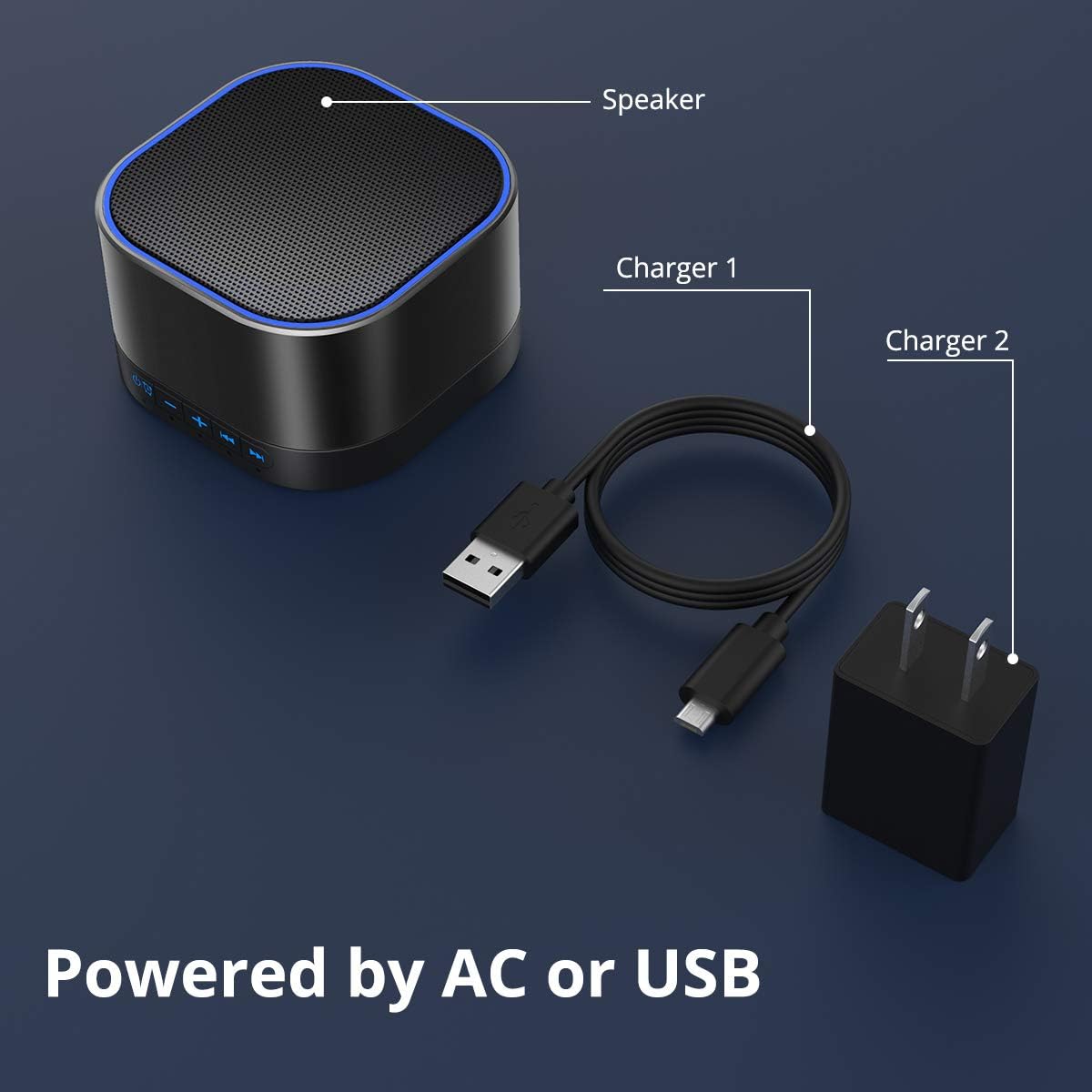 Magicteam Sound White Noise Machine with 20 Non Looping Natural Soothing Sounds and Memory Function 32 Levels of Volume Powered by AC or USB and Sleep Sound Timer Therapy for Baby Kids Adults