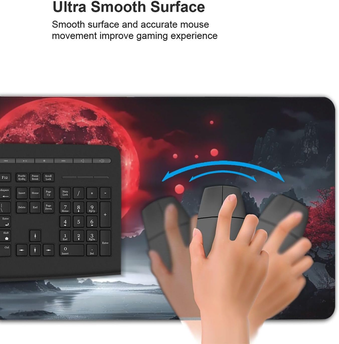 35.4 x 15.7 in, Waterproof XXL Large Mouse Pad for Desk, Extended Keyboard Mouse Mat for Computer Office, Big Laptop Mouse pad, Gaming Pc-Darkness Red Moon
