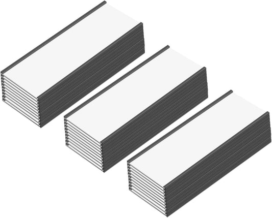 C Channel Magentic Label Holders 2x5.5 Inches with Paper Inserts and Clear Plastic Protectors,Magnetic Data Card Holders File Cabinet Labels,Pack of 30