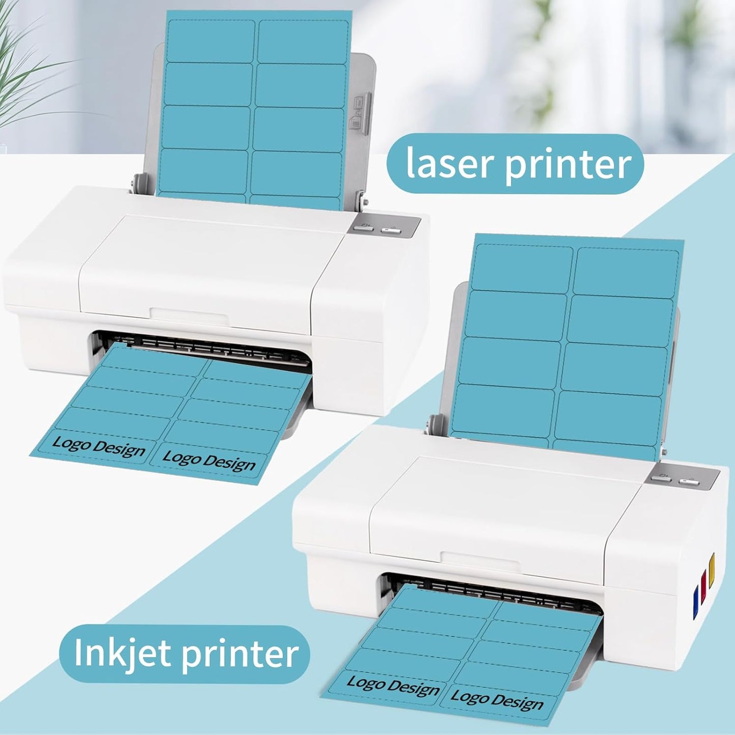 Shipping Labels Stickers, 2"×4" Printable Mailing Label for Laser/Inkjet Printing- Matte, Permanent Adhesive Labels Stickers (Lake Blue)