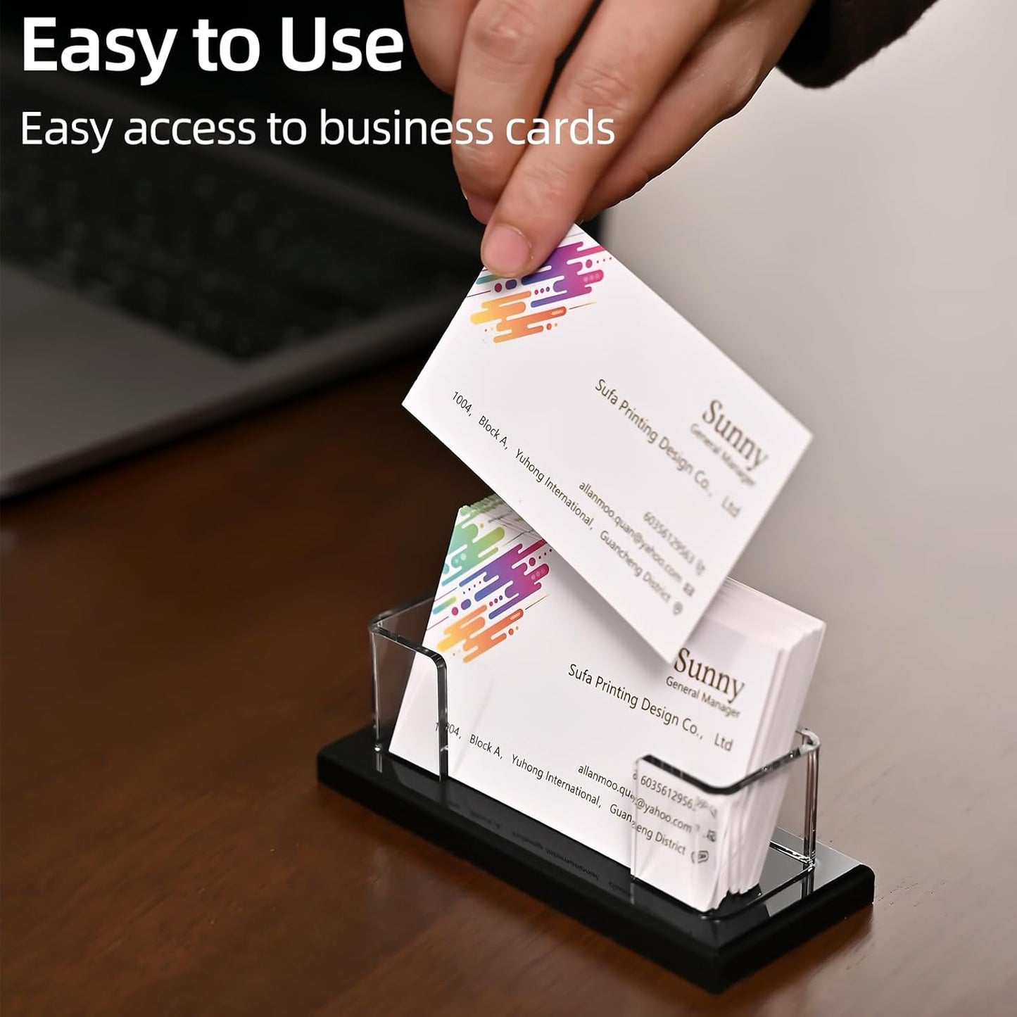 PecMuikee Business Card Holder for Desk，Acrylic Business Card Display Stand,Multiple Business Card Holders for Office, Exhibition, Home, Restaurant (slot 1)