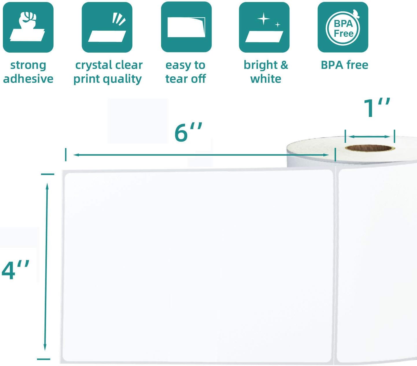4 Rolls 450 Labels 4x6 3-Proof Direct Thermal Shipping Labels Used with Zebra 2844 ZP450 ZP505 ZP500 GK420D GX420 Rollo MUNBYN, LabelChoice 1" Core Permanent Adhesive Sticker Label Made for FedEx UPS