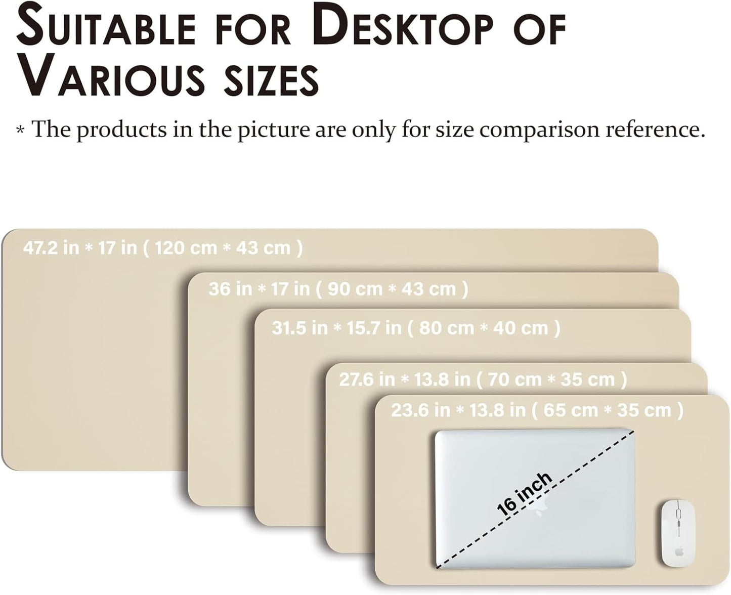 Leather Desk Mat - Non-Slip PU Desk Pad for Office and Home - Desk Organization and Accessories - Ideal for Large Mouse Pad and Desk Mats on Top of Desks (Beige,31.5"x 15.7")