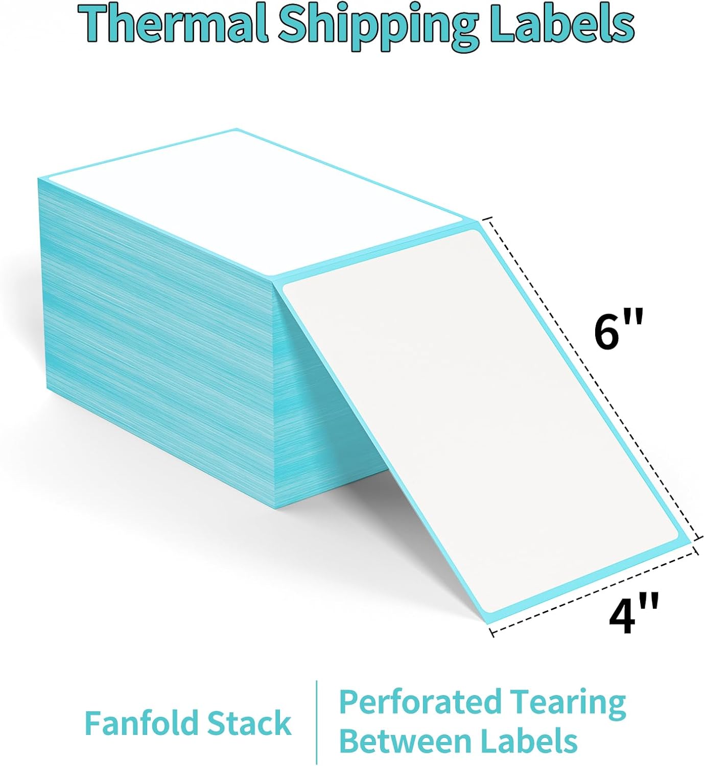 FungLam Direct Thermal Shipping Labels - 4x6 Thermal Labels Fanfold - Perforated and Strong Adhesive - 10000 Labels (1000 Labels per Stack, 10 Stacks)