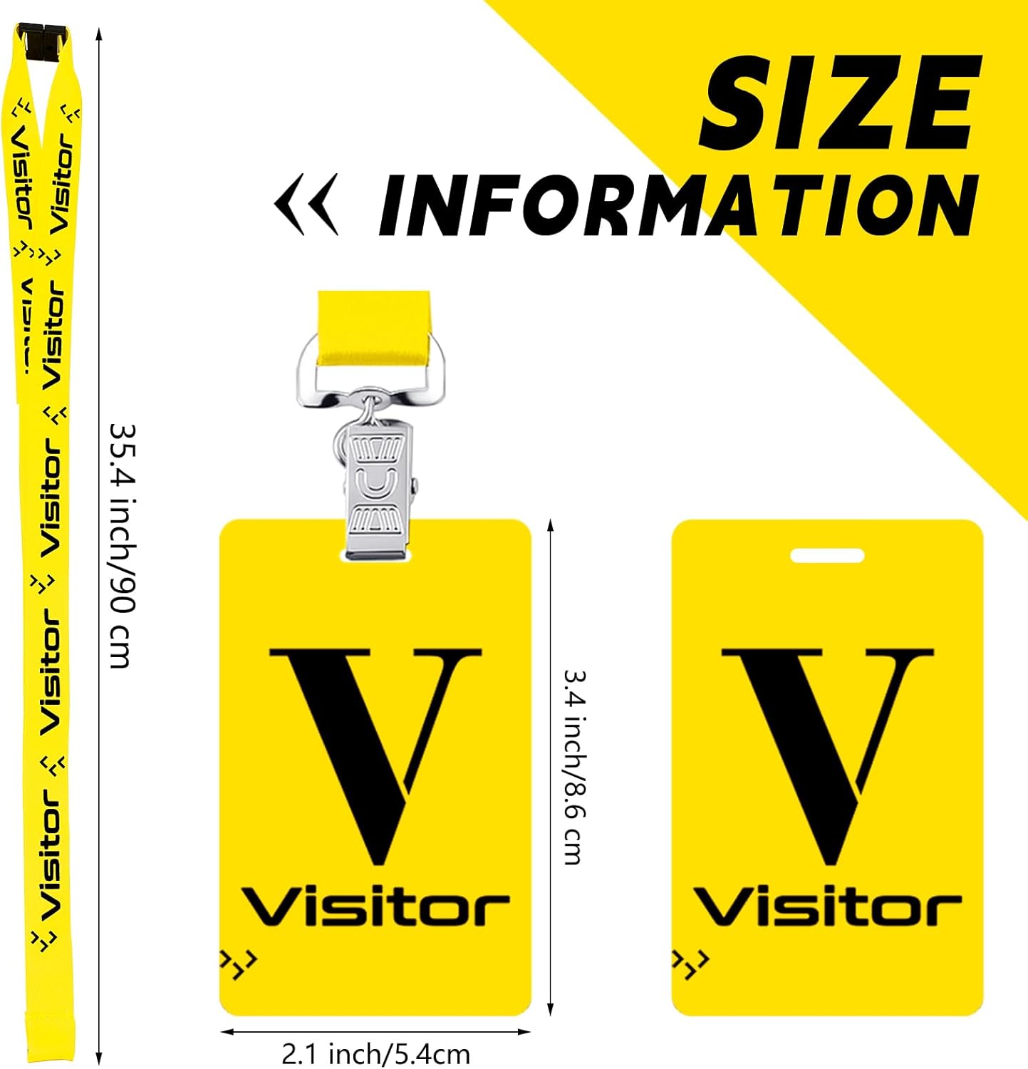 PerKoop 25 Pack Visitor Badge Lanyards Volunteer Badge Holder with Clips ID Card Holder with PVC Pass Card Reusable Breakaway Lanyards for Company Exhibition Guest Visitor (Yellow)