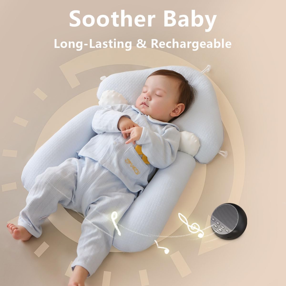 Sound Machine Portable Rechargeable White Noise Machine with 30 Soothing Sounds for Baby Kids Adults 32-Level Vol 4 Timer Brown Noise Sleep Sound Machine for Travel Office Privacy Home