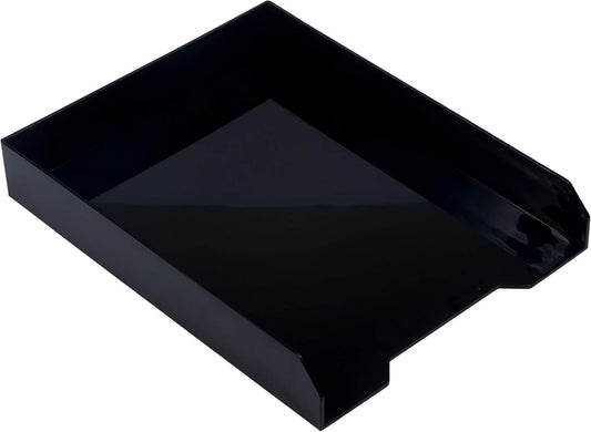 JAM PAPER Stackable Paper Trays - Black - Desktop Document, Letter, & File Organizer Tray - Sold Individually