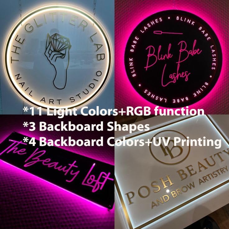 Backlit Business Logo Sign Custom, Illuminated Acrylic Signs, Custom LED Sign, Personalized Store Signs for Office Shop Beauty Salon Decor