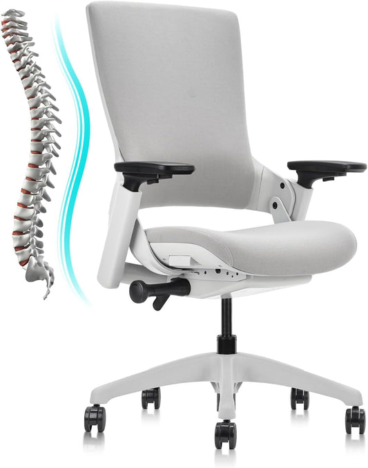 CLATINA Office Chair Swivel Executive Chair, Adjustable Ergonomic Computer Chair with 3D Armrest and Lumbar Support, Fabric Backrest Task Chair for Home Office Conference Room