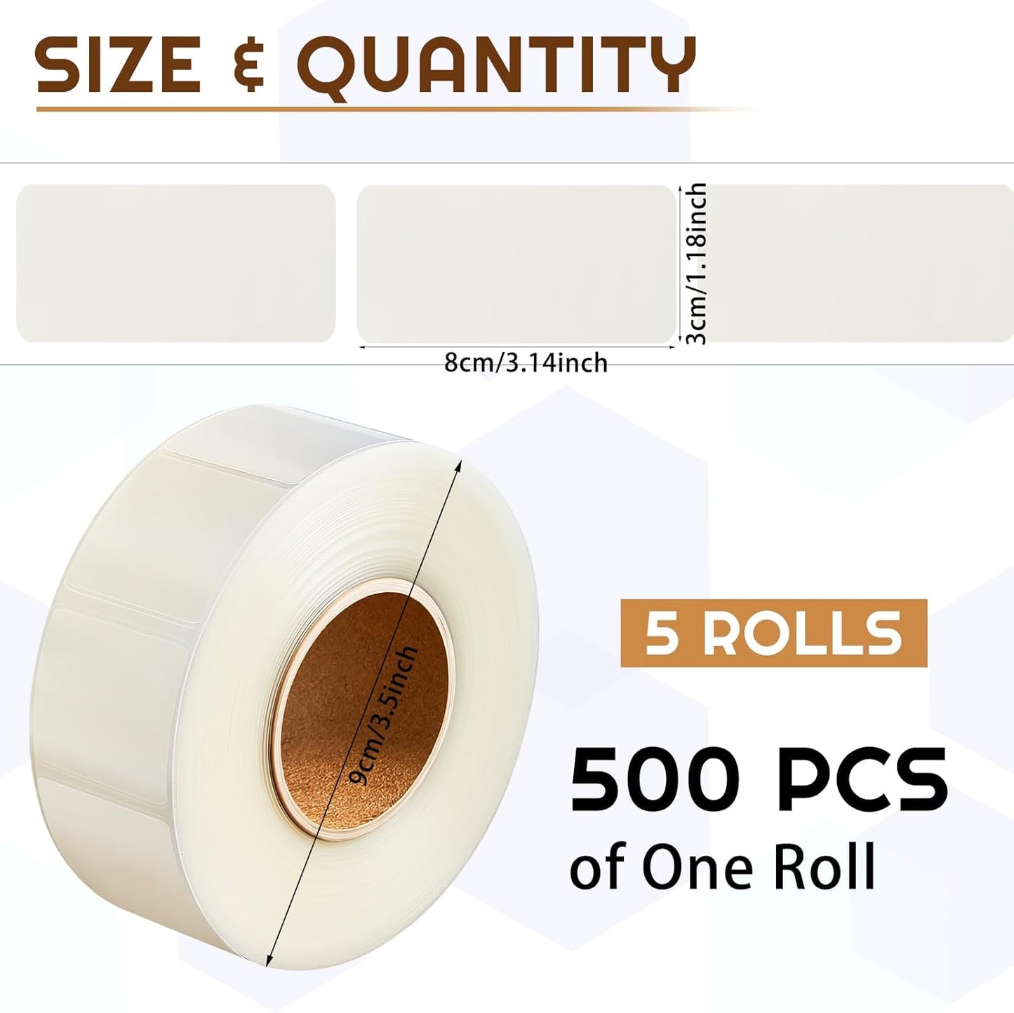 Zonon 2500 Pcs Clear Labels Label Protector Clear Stickers Wafer Seals Waterproof Labels for Protecting Barcodes, Numbers and Stickers (3.15 x 1.18 Inch,Rectangle)