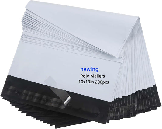 newlng Poly Mailers Shipping Bags Mailing bags 200pcs 10x13" / 250x350mm White Shipping Envelopes Self-sealing Adhesive Waterproof and Tear-Proof Packaging Bags Poly Bag for Clothing Books Gift