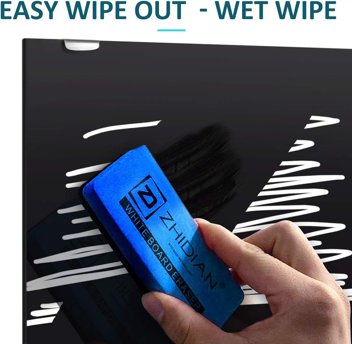 Magnetic Black Glass Dry Erase Board, 72" x 43" ZHIDIAN 2-in-1 Ultra-Large Splicing Black Glass Whiteboard for Wall, Home Office Frameless Glass Blackboard