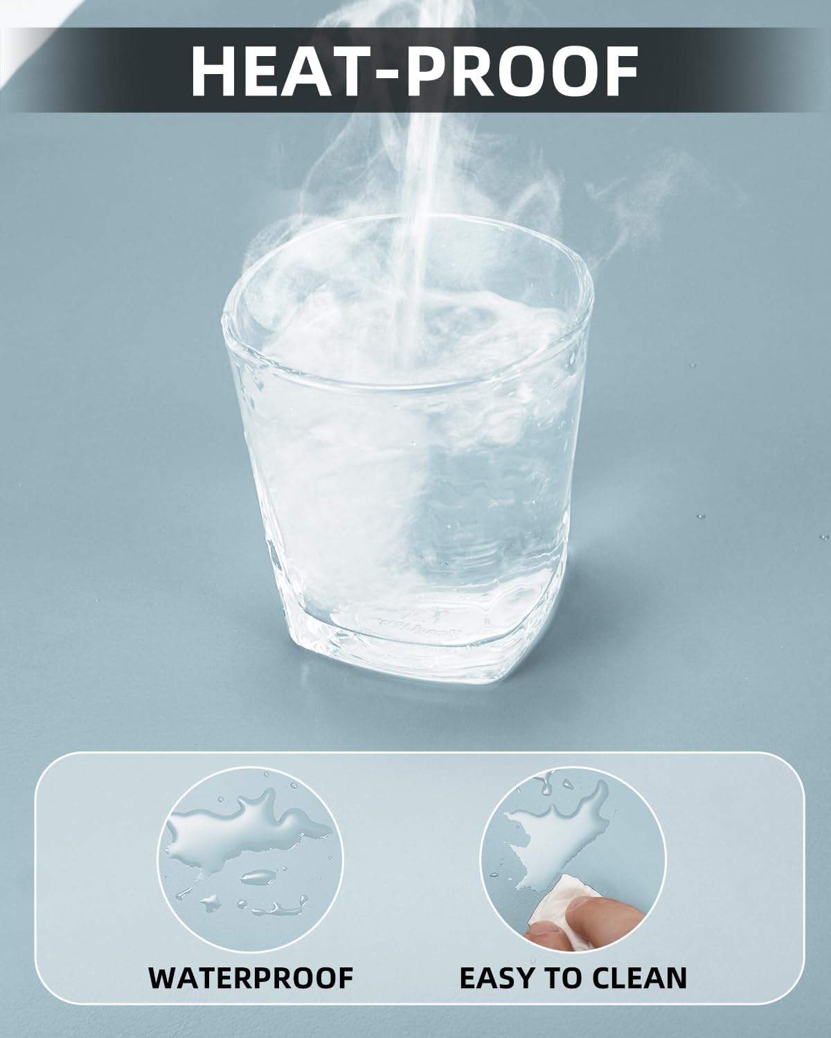 Leather Desk Pad Protector, Large Mat, Mouse Pad & Keyboard Cover - Non-Slip PU Leather Blotter - Office & Home (Light Blue, 48" x 17")