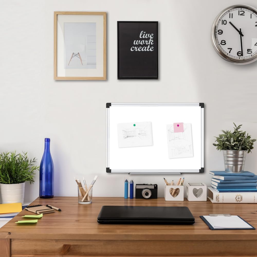 XBoard Small Magnetic Dry Erase Whiteboard 15 x 12 Inch, Hanging White Board Silver Aluminum for Home Office Classroom