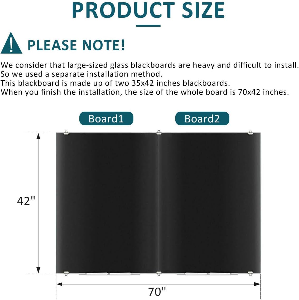 Magnetic Black Glass Dry Erase Board, 72" x 43" ZHIDIAN 2-in-1 Ultra-Large Splicing Black Glass Whiteboard for Wall, Home Office Frameless Glass Blackboard