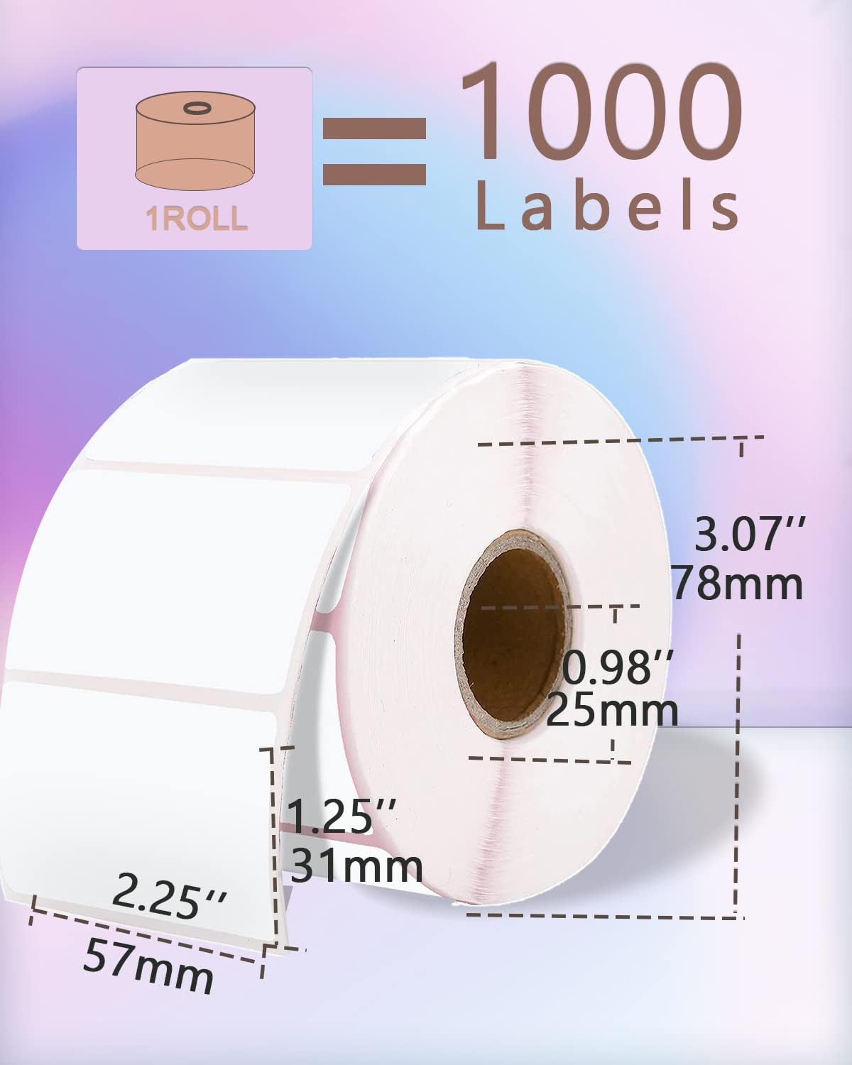 2.25 x 1.25 White Direct Thermal Labels, Self-Adhesive Address Shipping Barcode Thermal Stickers,Thermal Printer Labels Compatible with Rollo & Zebra & MUNBYN, 1000 Labels for Printer