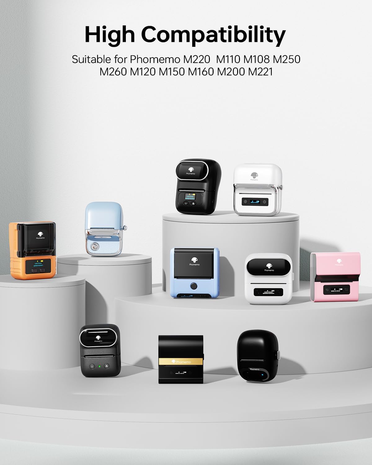 Phomemo Labels,Thermal Color Label,1.57'' x 1.18''Square Self-Adhesive Sticker Paper for Phomemo M110 M220 M221 M120 M108 M150 M250 M260 M160 M200 Printer, for Barcode,Name,Address (Pink/Blue/Khaki