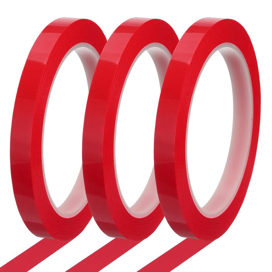 MECCANIXITY Whiteboard Tape 3/8" x 72 Yard Pinstripe Graphic Chart Line Grid Marking Tapes for Classroom Office Dry Erase Board Art, Red, Pack of 3