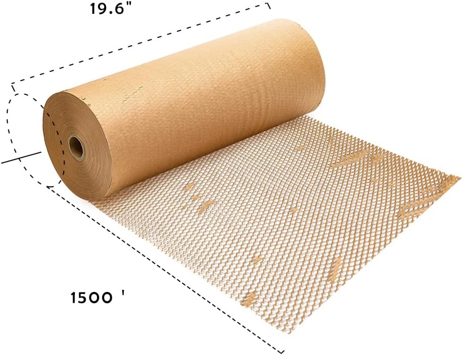 Honeycomb Cushioning Wrap Paper Roll 20" x 1500' Expanding Honeycomb Kraft Packing Paper for Gift Moving Packing