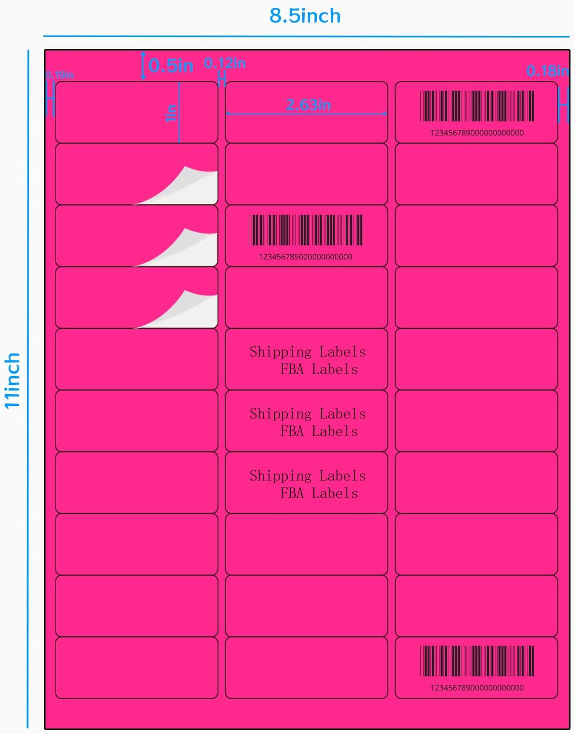 STARLIBOO 1" x 2-5/8" Address Labels- 600 Neon Color Fluorescent Stickers for Laser/Ink Jet Printer mailing Labels 8.5"×11"- Fluorescent Pink