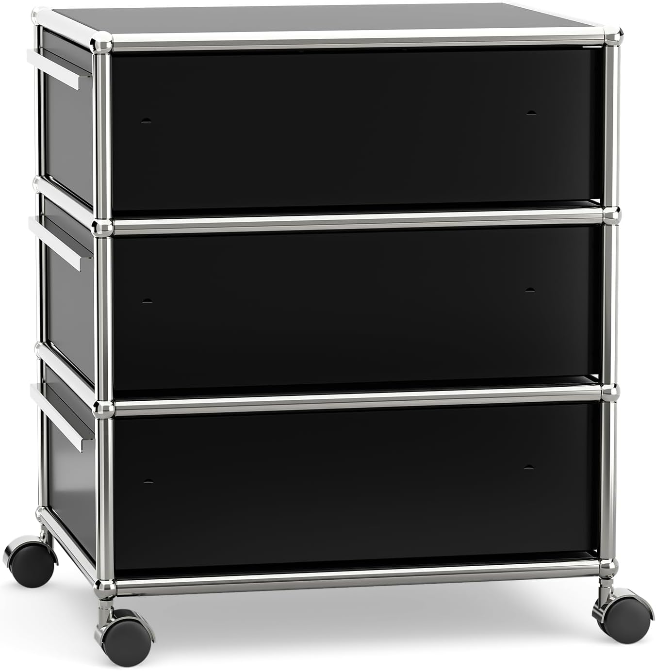 Steel Mobile File Cabinet for Office & Home with 360° Silent Wheels, Smooth Drawer Slides, Large Capacity, Waterproof and Rust-Proof, Stylish & Durable Storage Cabinet (3 Drawer, Black)