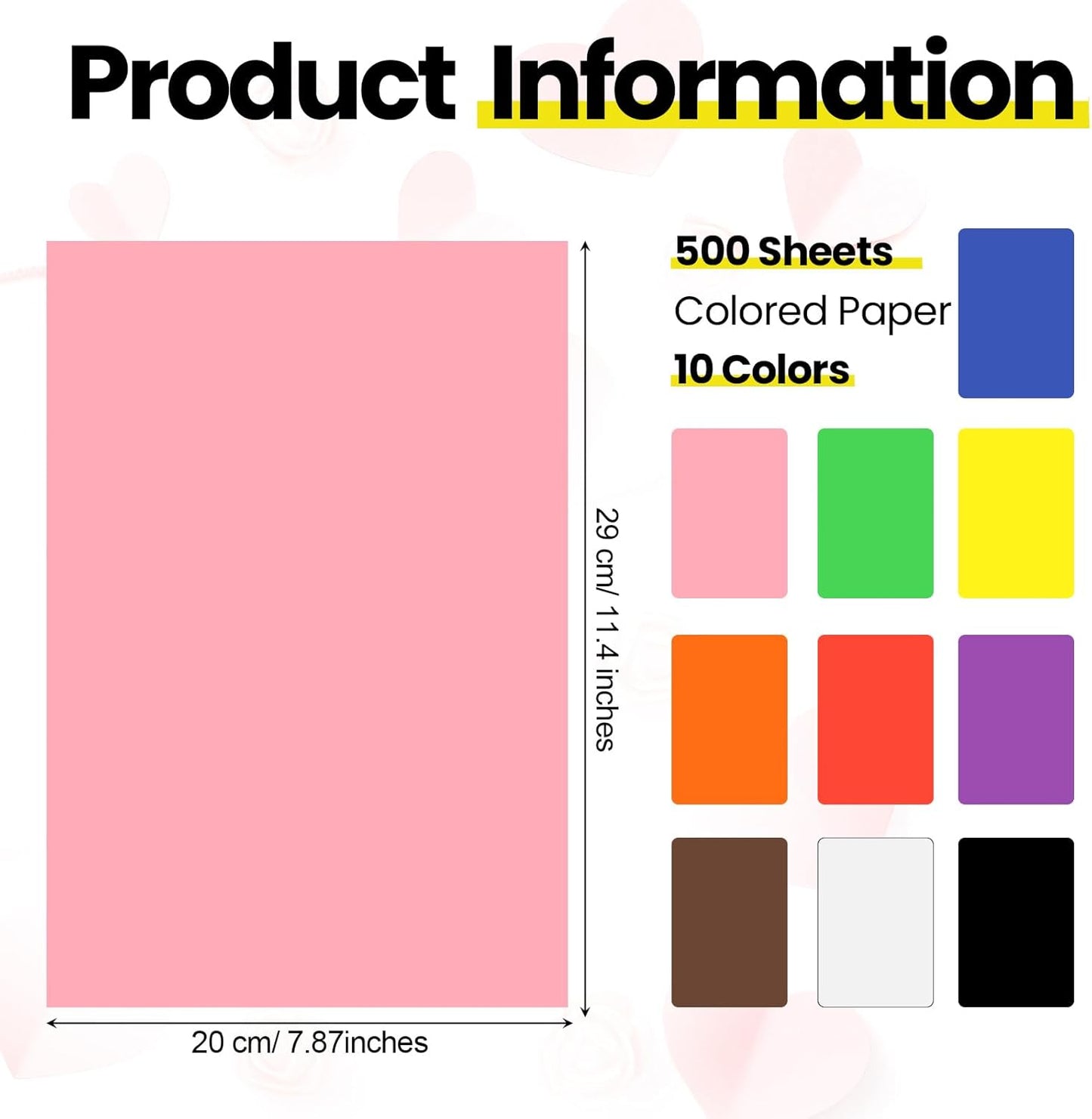 Harloon 500 Sheets Construction Paper Bulk Heavyweight A4 Size Thick Construction Paper Cardstock for DIY Craft Supplies(120 GSM,Multi Colors)