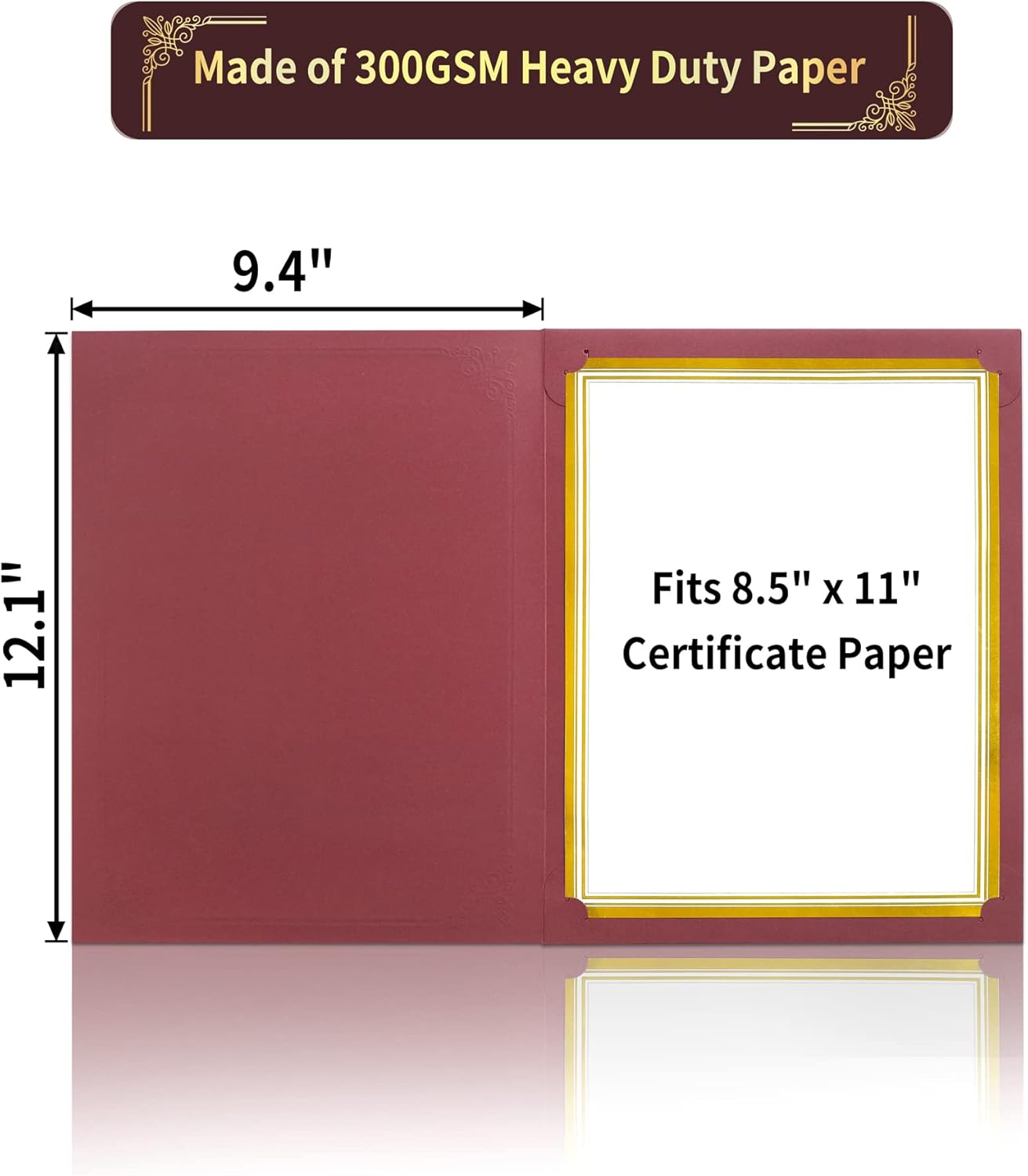 GNL Certificate Holders - 25 Packs Burgundy Diploma Holders, Certificate Covers with Gold Foil Border, for Letter Size 8.5 x 11 Certificate Paper, Award, Graduation, Documents