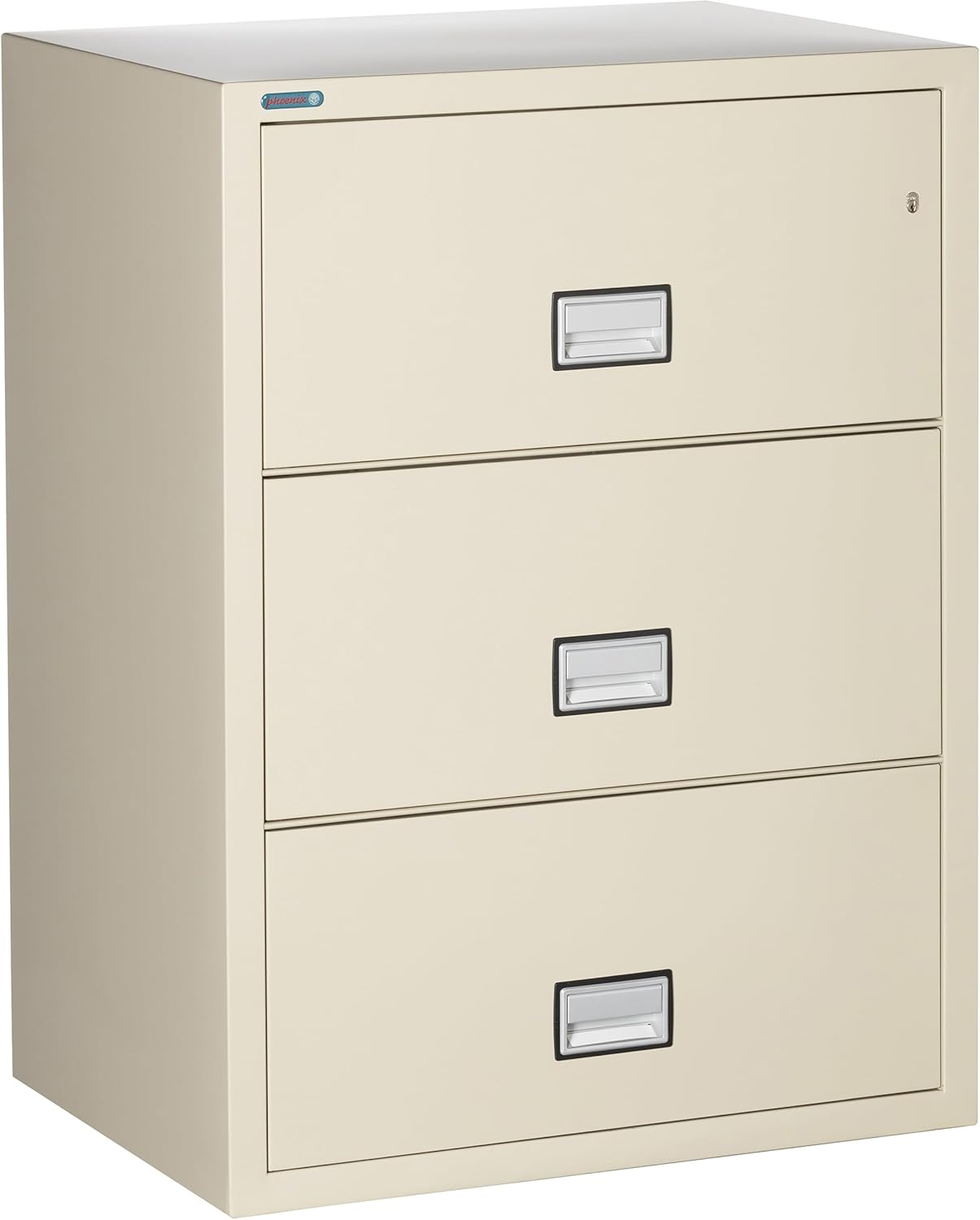 31 inch Wide 3-Drawer Lateral Fireproof File Cabinet – Legal and Letter Size Filing – Key Lock – Water Resistant – Fire Safe and Impact Rated – Putty Finish – Model LAT3W31P