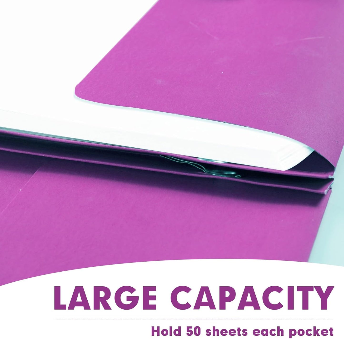 Two Pocket Folders, RAZCC 75 Pack Two Pocket Folders with Prongs, 3 Prong Folders Fit Letter Size Paper, Pocket File Folders for School Office Home Business, Rose Purple