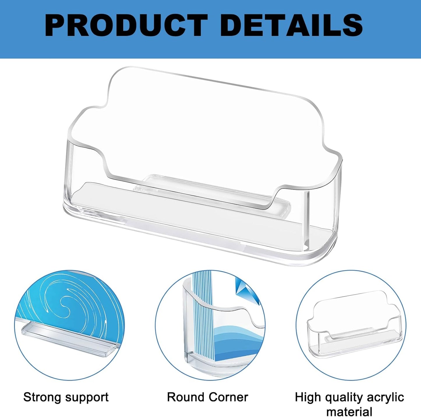 Mototo Acrylic Business Card Holder for Desk, 100 Pack Plastic Business Card Display Clear Business Card Holder Desktop Cards Stand for Home Office Exhibition Desk Table, Fits 30-50 Business Cards