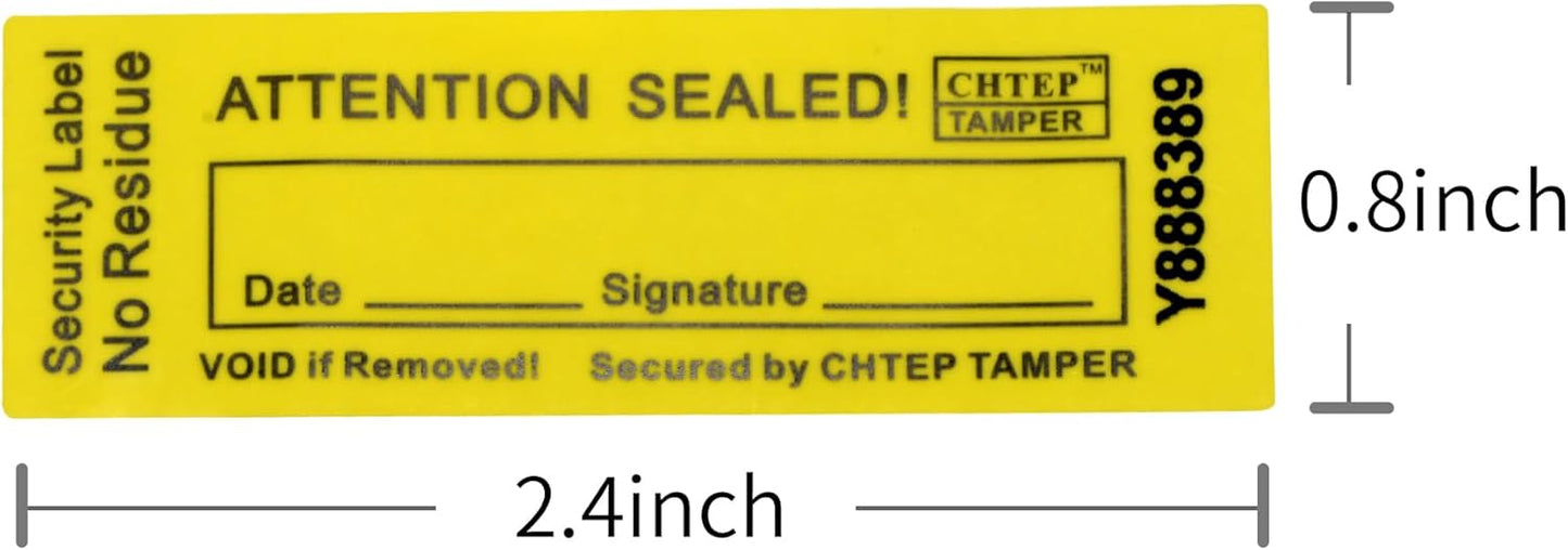 ChtepTamper 100 Pieces No Transfer Tamper-Evident Stickers Security Labels Great for Goods Shipping,Exchange of Agency Files, Privacy Protection or More(Serial Number 0.8 * 2.4inches Yellow)