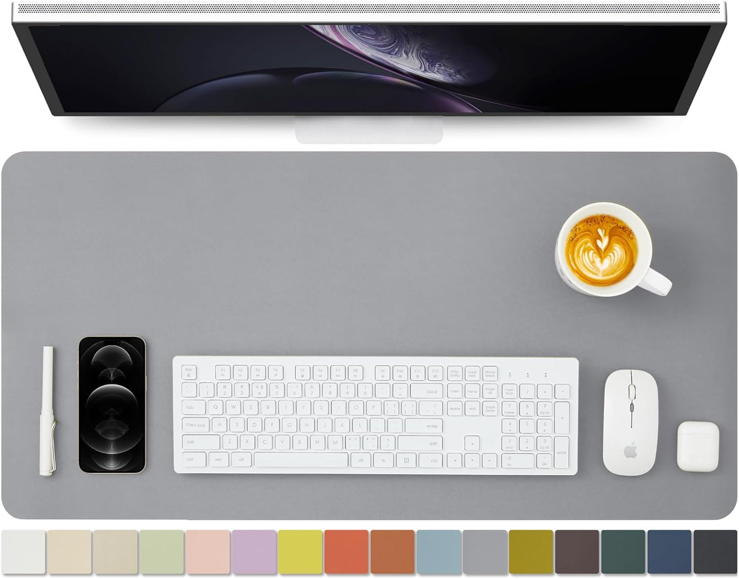 HOMIEAZICOZI Leather Desk Mat - Non-Slip PU Pad for Office and Home Organization Accessories Ideal Large Mouse Mats on Top of Desks (Dark Gray,31.5''x 15.7'') (DPD-DGr-M)