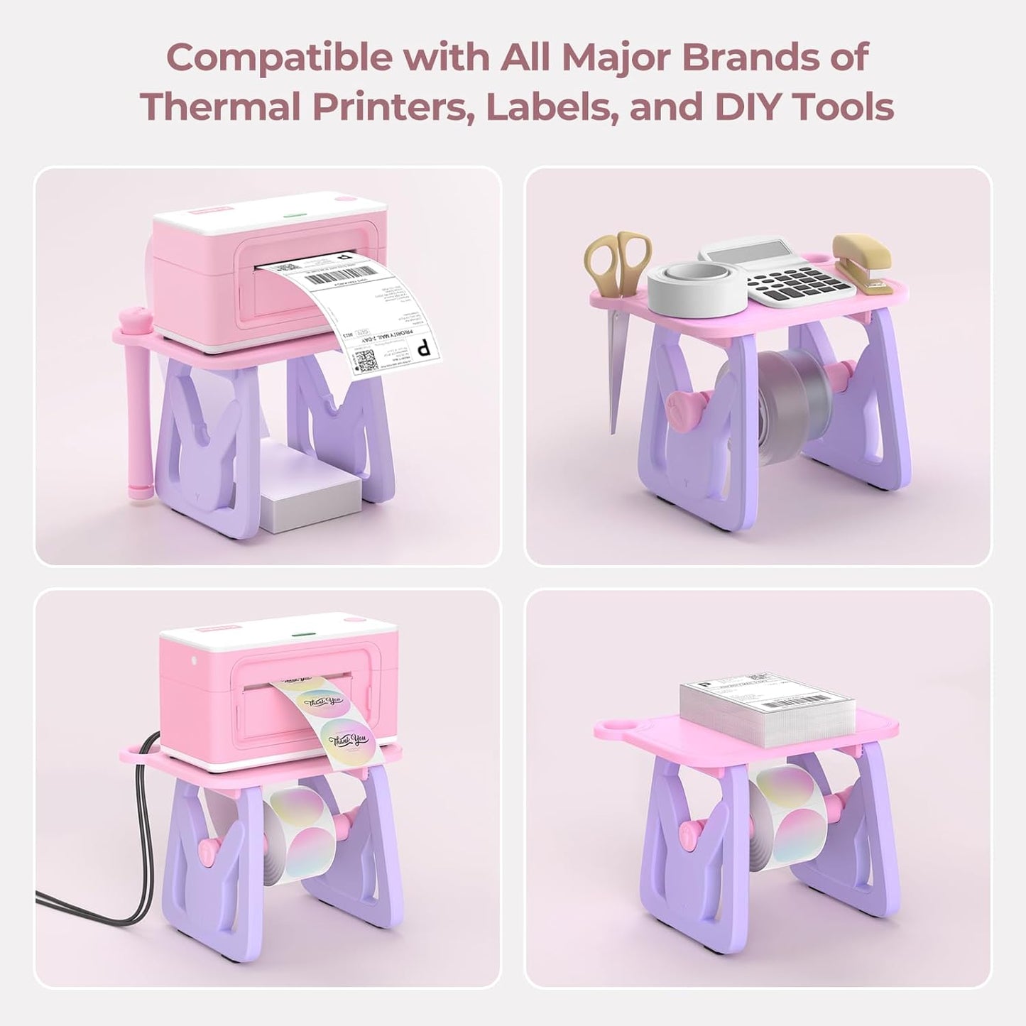 MUNBYN Label Holder for Rolls and Fanfold Labels, Thermal Sticker Holder for Desktop Thermal Printer, Accessory Supplies for Home, Office, Small Business