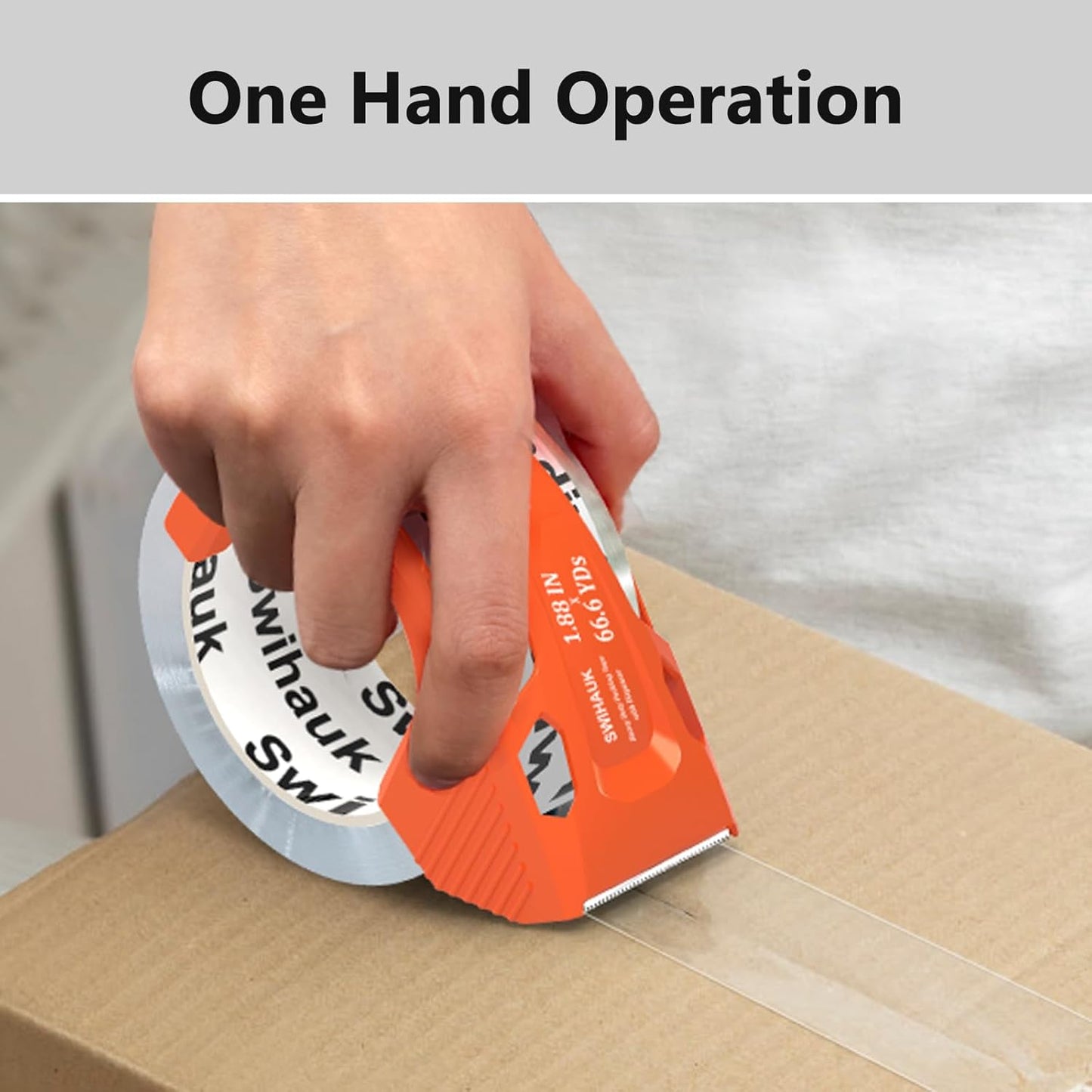 Swihauk Total 400 yd, 6 Pack 1.88 in x 66.6 yd - Heavy Duty Packing Tape with Dispenser Combo, Clear Shipping Tape, Packaging Tape, Package Tape for Shipping Moving Storage and Mailing, w30200